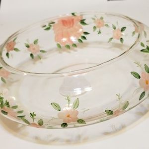 Hand painted floral floating candle bowl